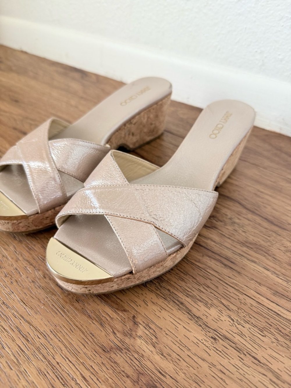 Jimmy Choo Metallic Wedge Sandals Size 37 US 7 - Picture 4 of 7